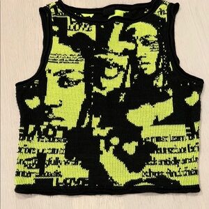 Urban Outfitters Yellow and Black Graphic Crop Tank